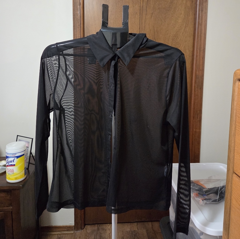 Abercrombie & Fitch Black Sheer Shirt Jacket